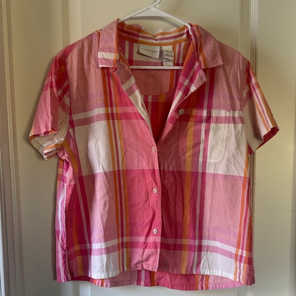 Liz Claiborne Tops - Liz Claiborne Pink Plaid Button Down Shirt / A62